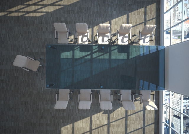 Empty conference room seen from above, 3D Rendering